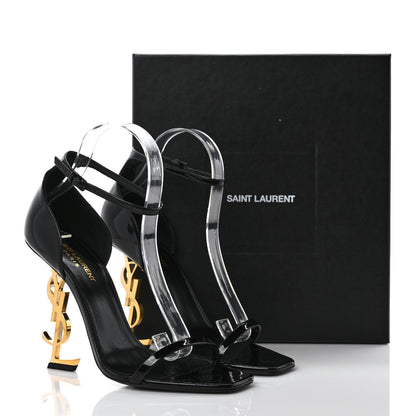 Saint Laurent Patent Calfskin Opyum 110 Sandals 40 Black Gold 8 of 8