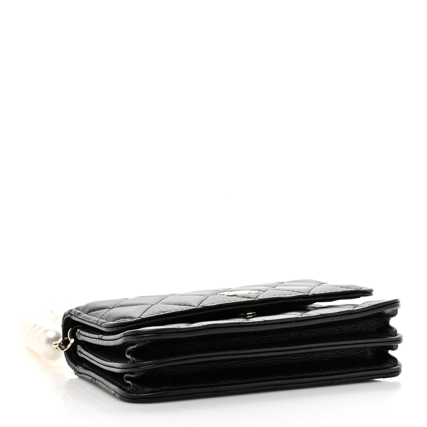 Chanel Calfskin Quilted Mini Maxi Pearls Wallet On Chain WOC Black 4 of 10