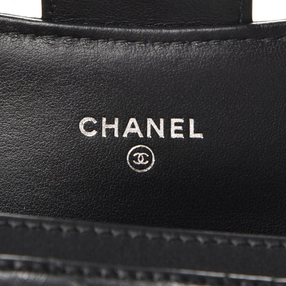 Chanel Aged Calfskin Chevron Quilted Card Holder Wallet So Black 6 of 9