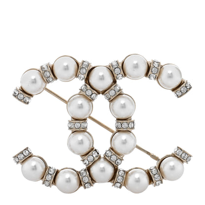 Chanel Pearl Crystal Nefertiti CC Brooch Gold 1 of 4
