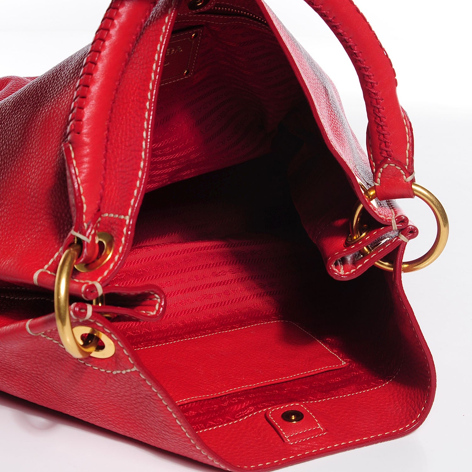 Prada Vitello Daino Hobo Fuoco 6 of 12