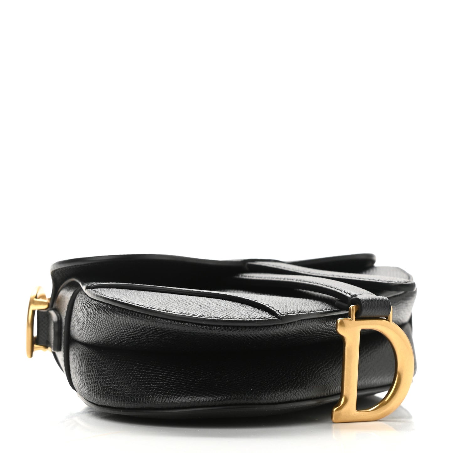 Grained Calfskin Mini Saddle Bag Black
