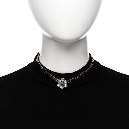 Gucci Metal Crystal Double G Necklace Aged Gold 2 of 6