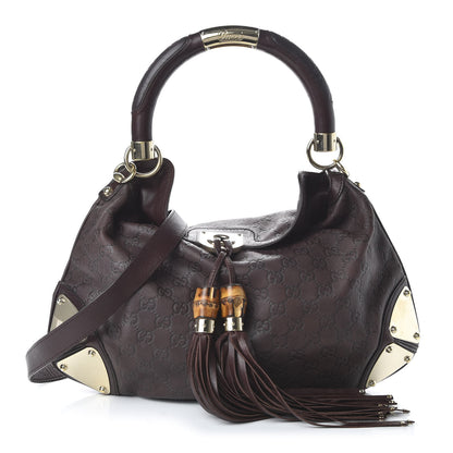 Gucci Guccissima Medium Indy Top Handle Hobo Dark Brown 1 of 12