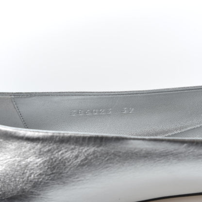 Gucci Metallic Nappa Silk Crystal Interlocking G Ballet Flats 39 Argento 10 of 11