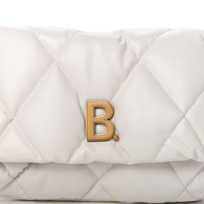 Balenciaga Nappa Calfskin Quilted Touch B Puffy Clutch White 9 of 9