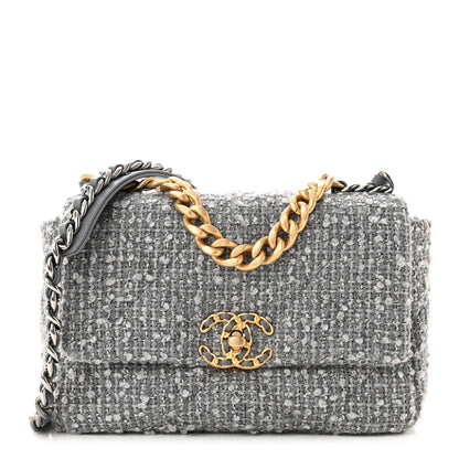 Chanel Tweed Quilted Medium Chanel 19 Flap Grey 1 of 11