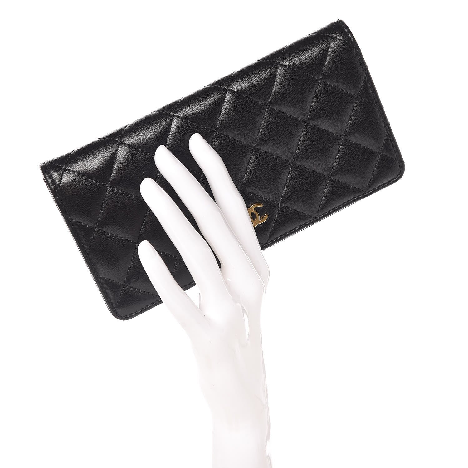 Chanel Lambskin Quilted Yen Wallet Black 2 of 9