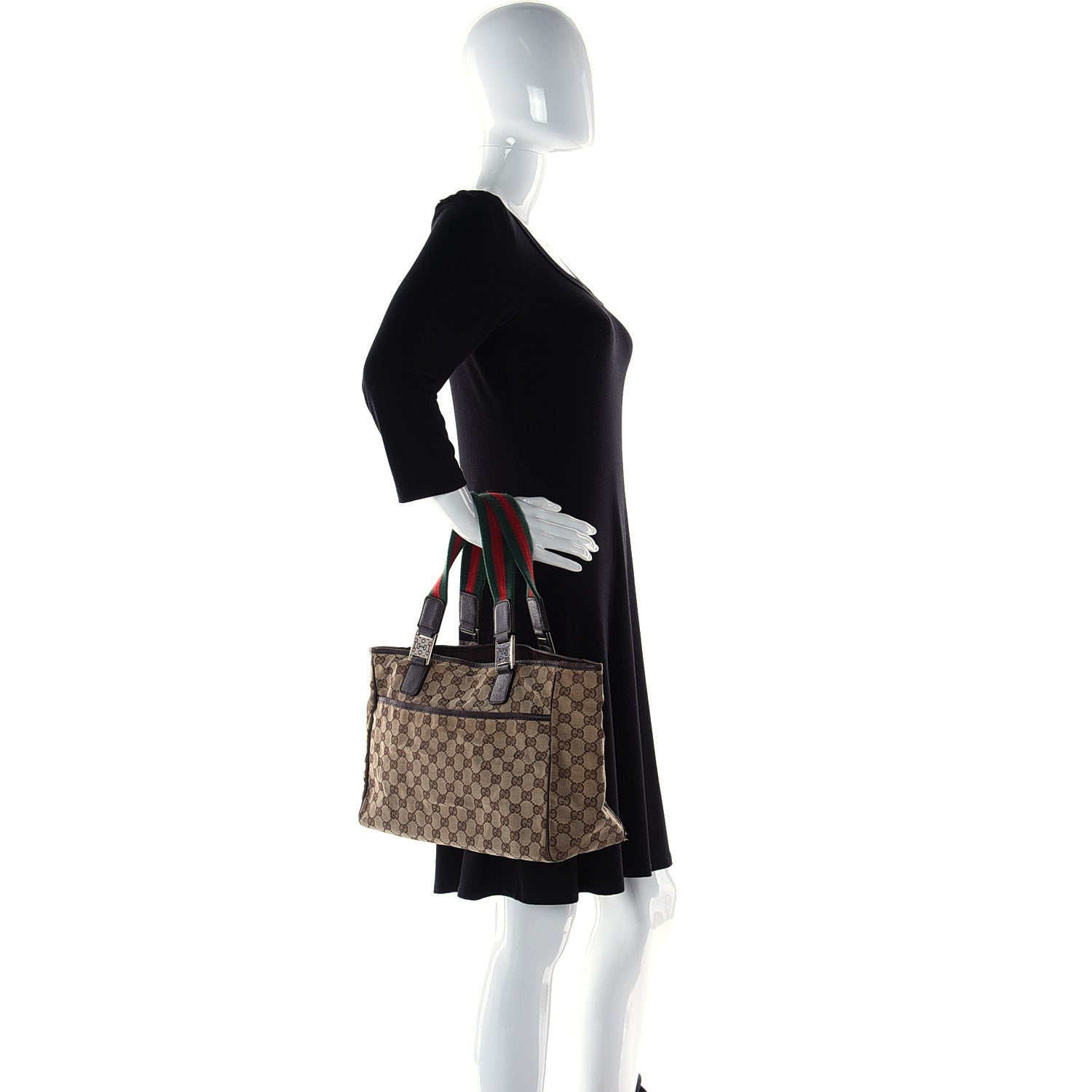Gucci GG Monogram Web Pop Tote Dark Brown 4 of 11