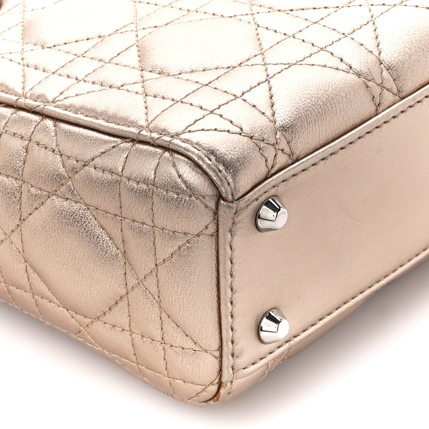 Christian Dior Metallic Lambskin Cannage Mini Lady Dior Gold 9 of 10