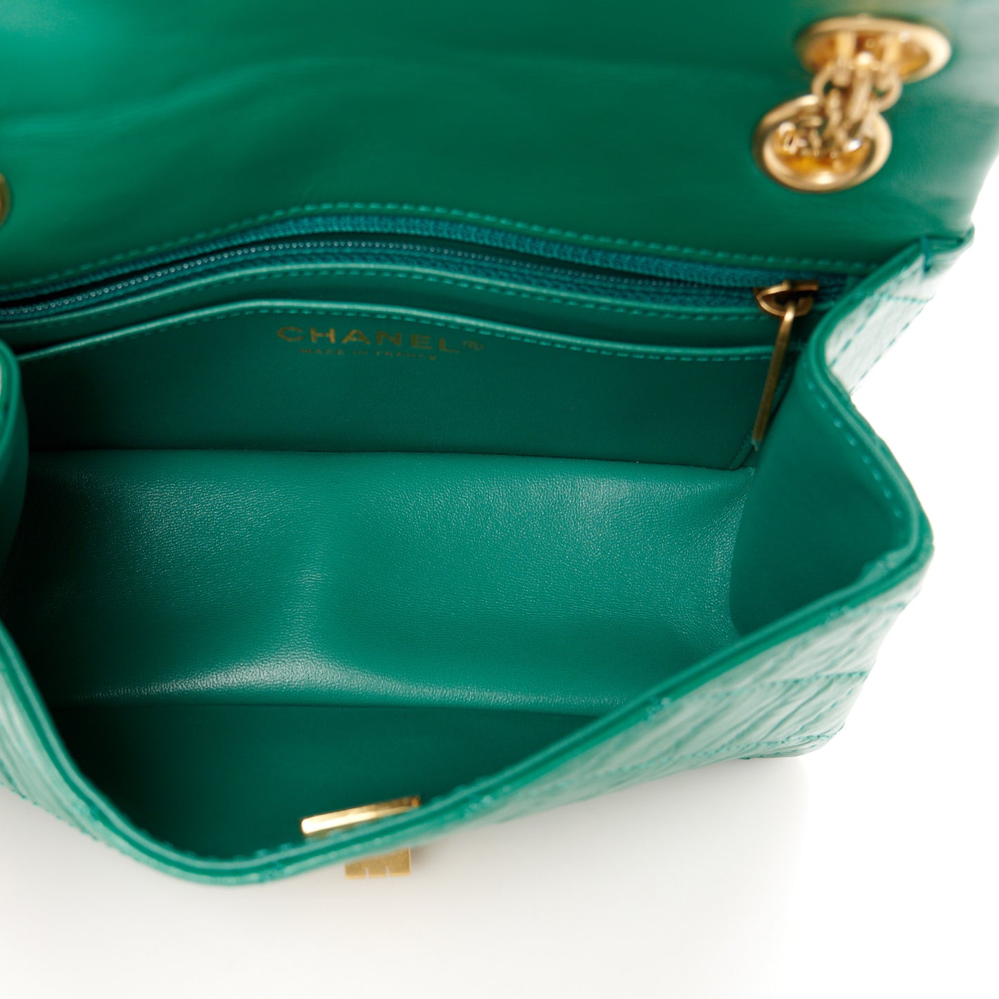 Aged Calfskin Quilted 2.55 Reissue Mini Flap Green