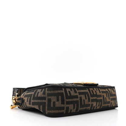 Fendi Fabric Jacquard FF 1974 Medium Baguette Tobacco Moro Black 4 of 9