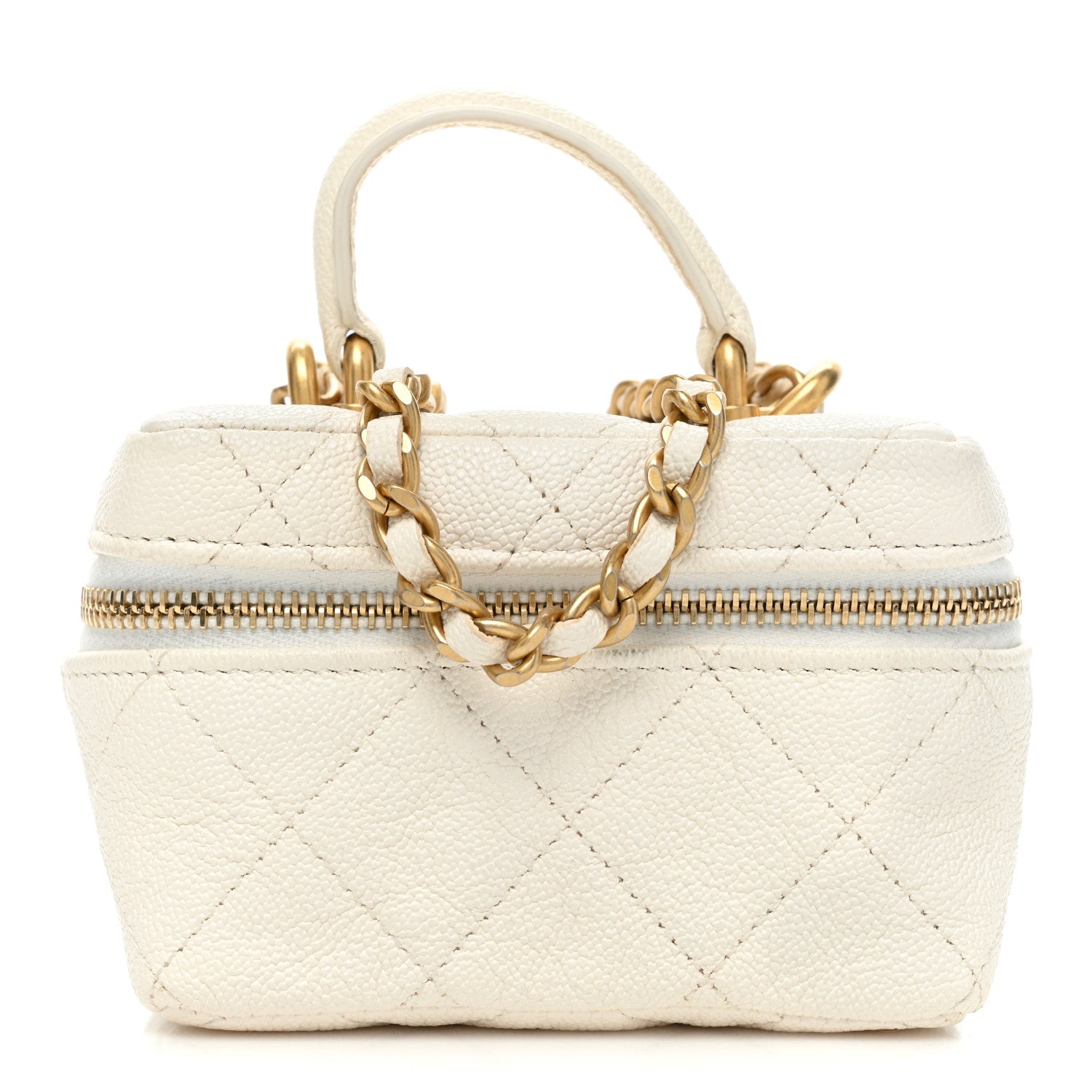 Chanel Caviar Quilted Mini Top Handle Vanity With Chain White 1 of 12