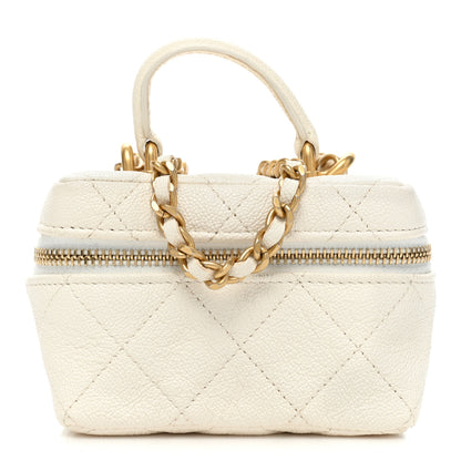 Chanel Caviar Quilted Mini Top Handle Vanity With Chain White 1 of 12