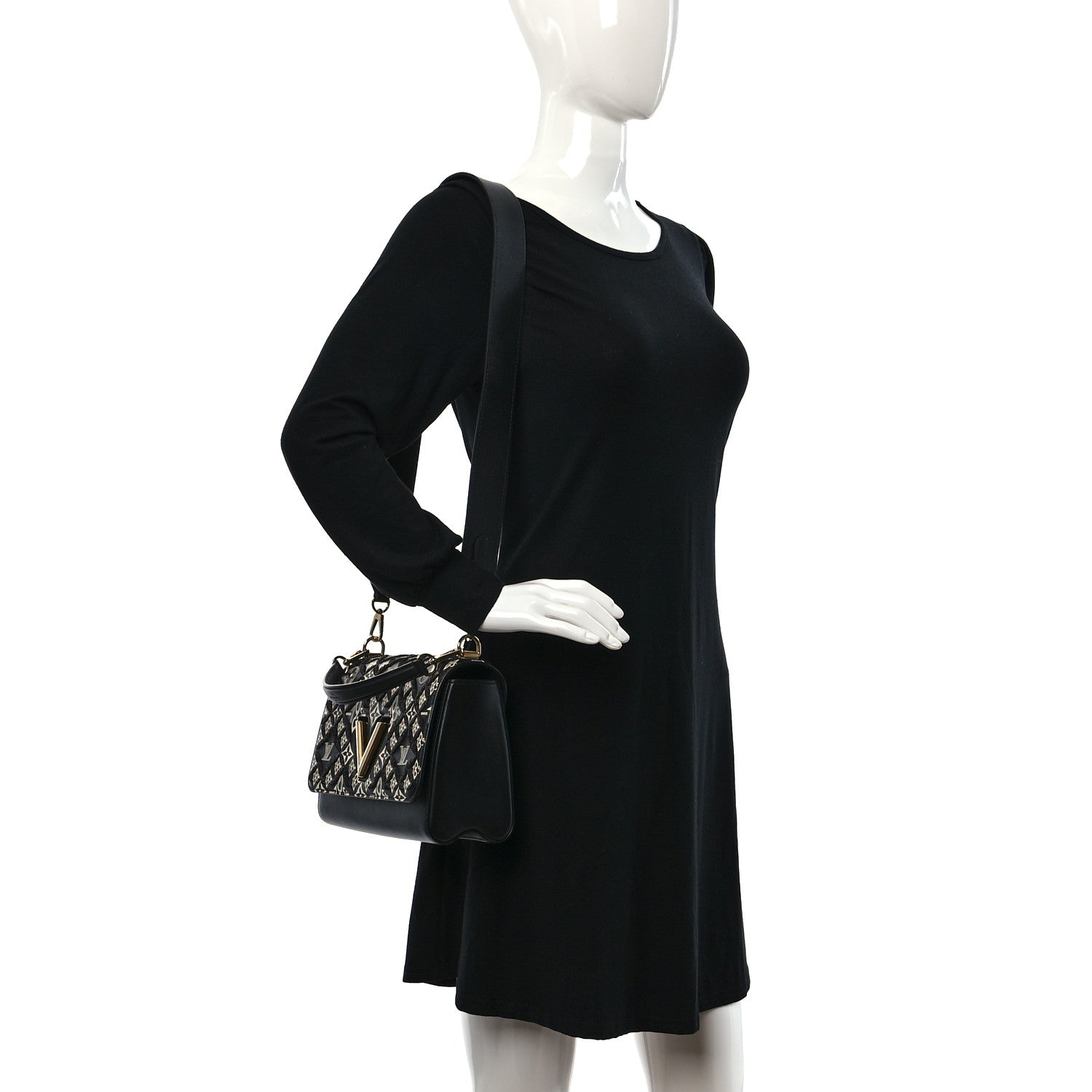 Louis Vuitton Calfskin Since 1854 Embroidered Twist MM Black 2 of 10