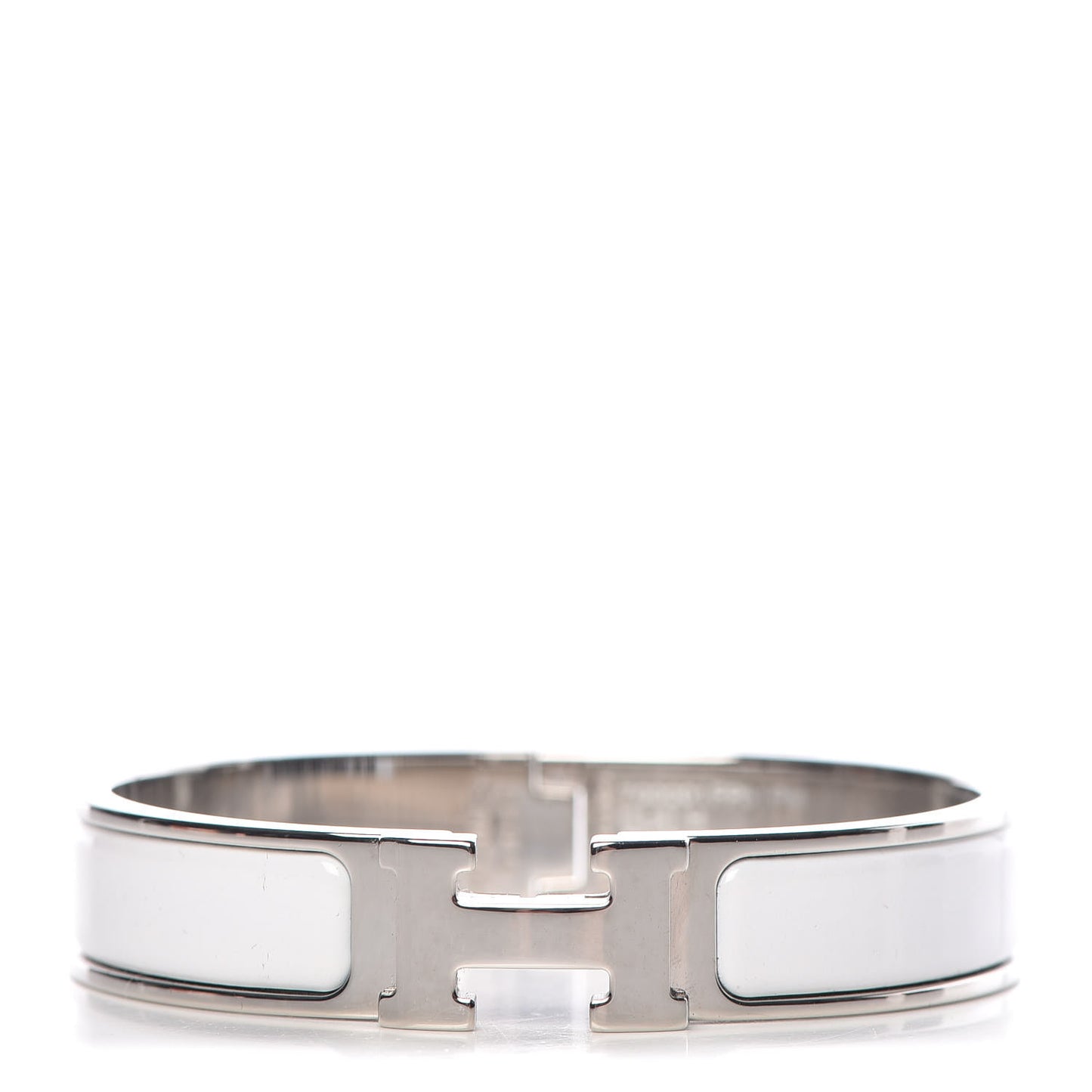 Enamel Narrow Clic Clac H Bracelet PM White