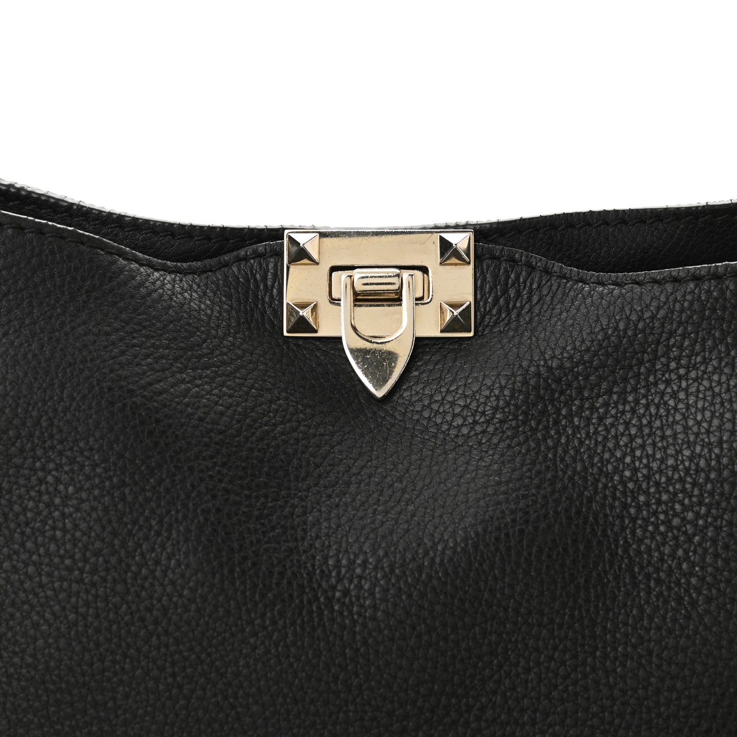 Pebbled Calfskin Large Rockstud Flip-Lock Messenger Bag Black