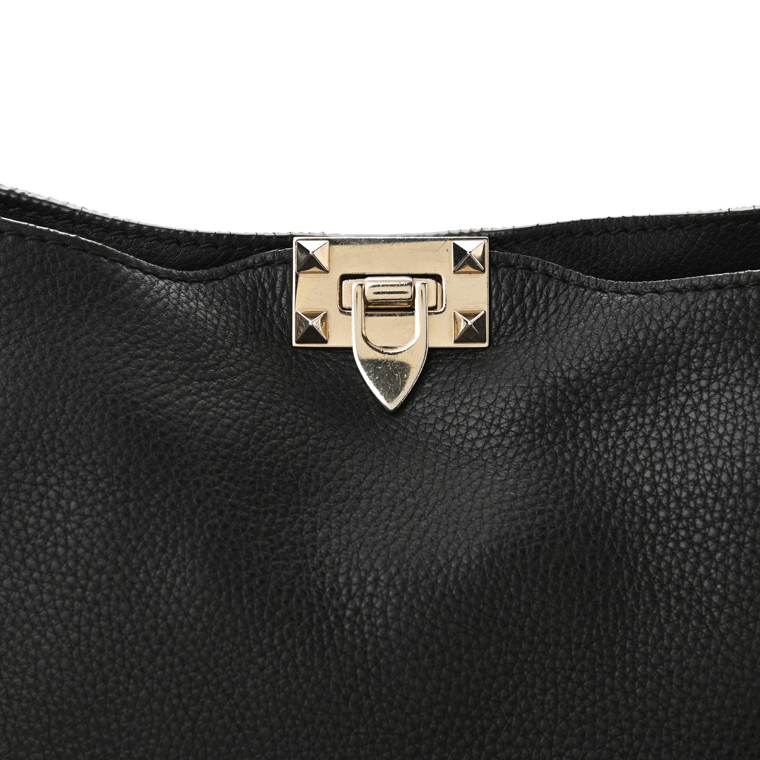 Valentino Garavani Pebbled Calfskin Large Rockstud Flip-Lock Messenger Bag Black 8 of 10