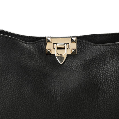 Valentino Garavani Pebbled Calfskin Large Rockstud Flip-Lock Messenger Bag Black 8 of 10