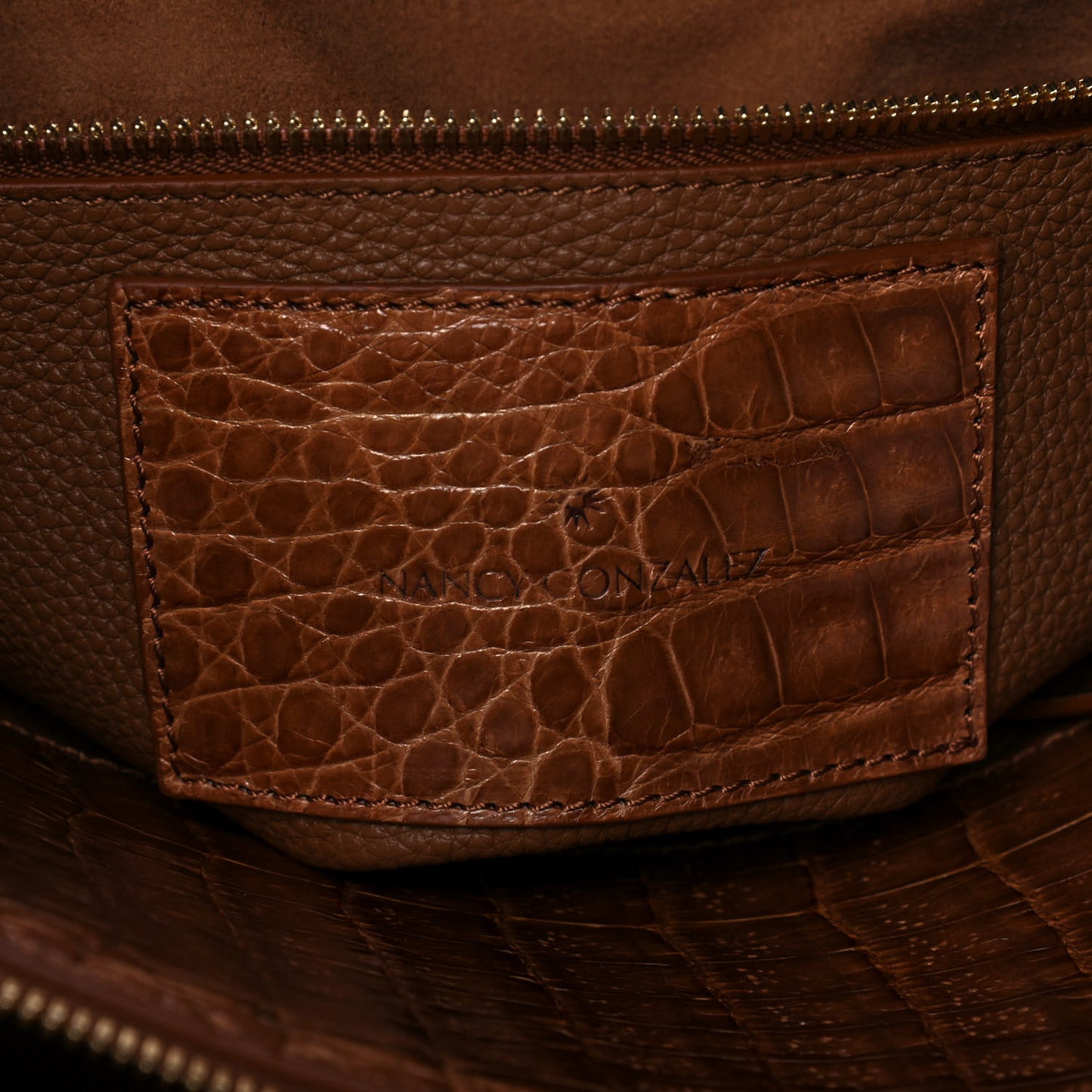 Calfskin Crocodile Cristie Satchel Brown