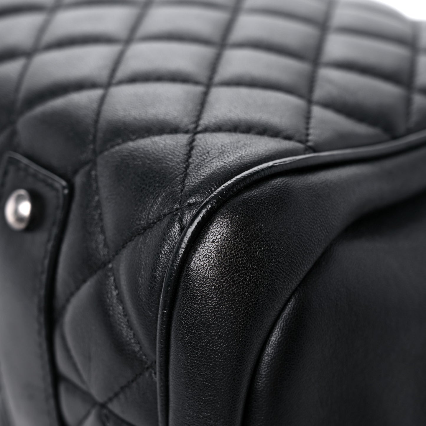 Lambskin Quilted Shopping Tote Black