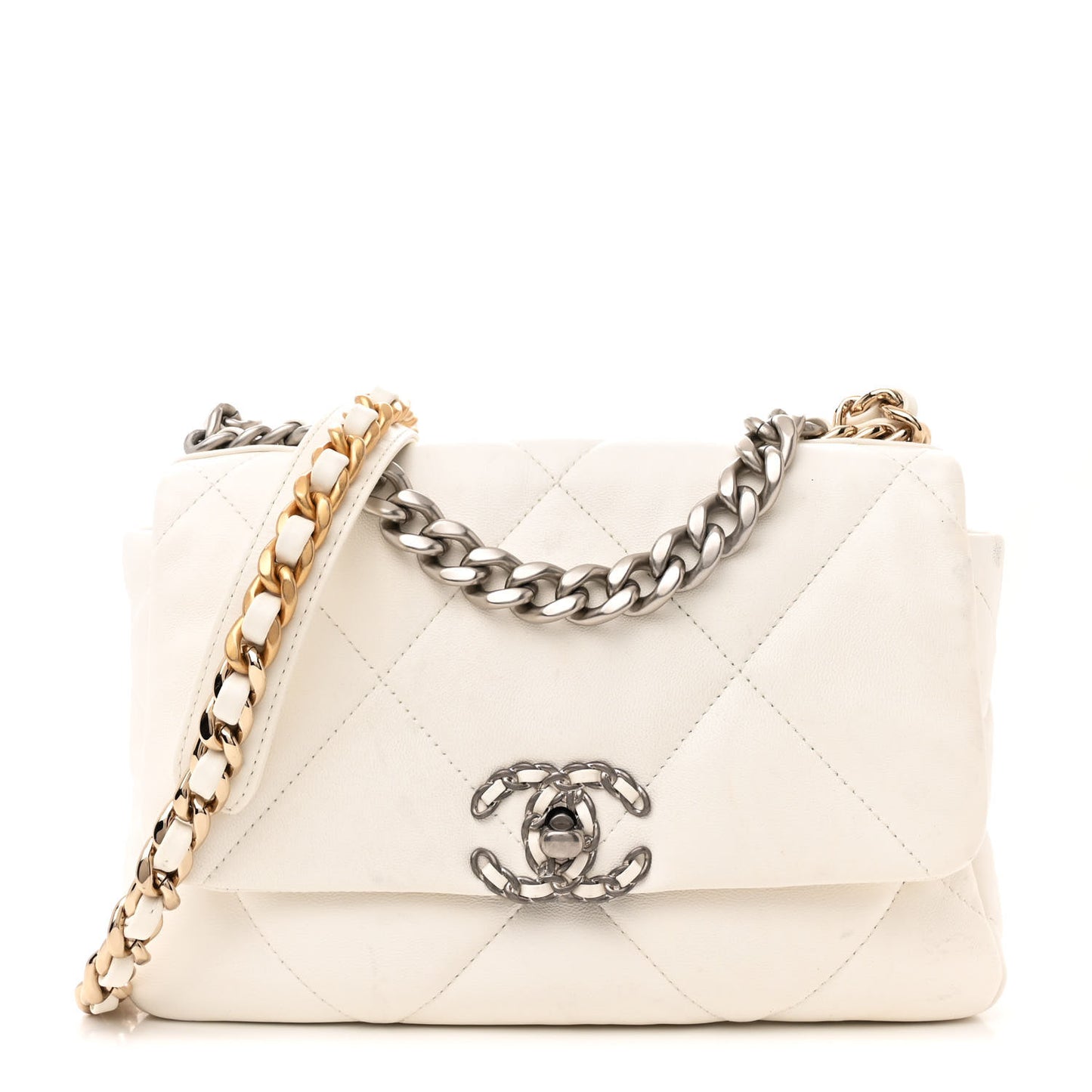 Lambskin Quilted Medium Chanel 19 Flap White