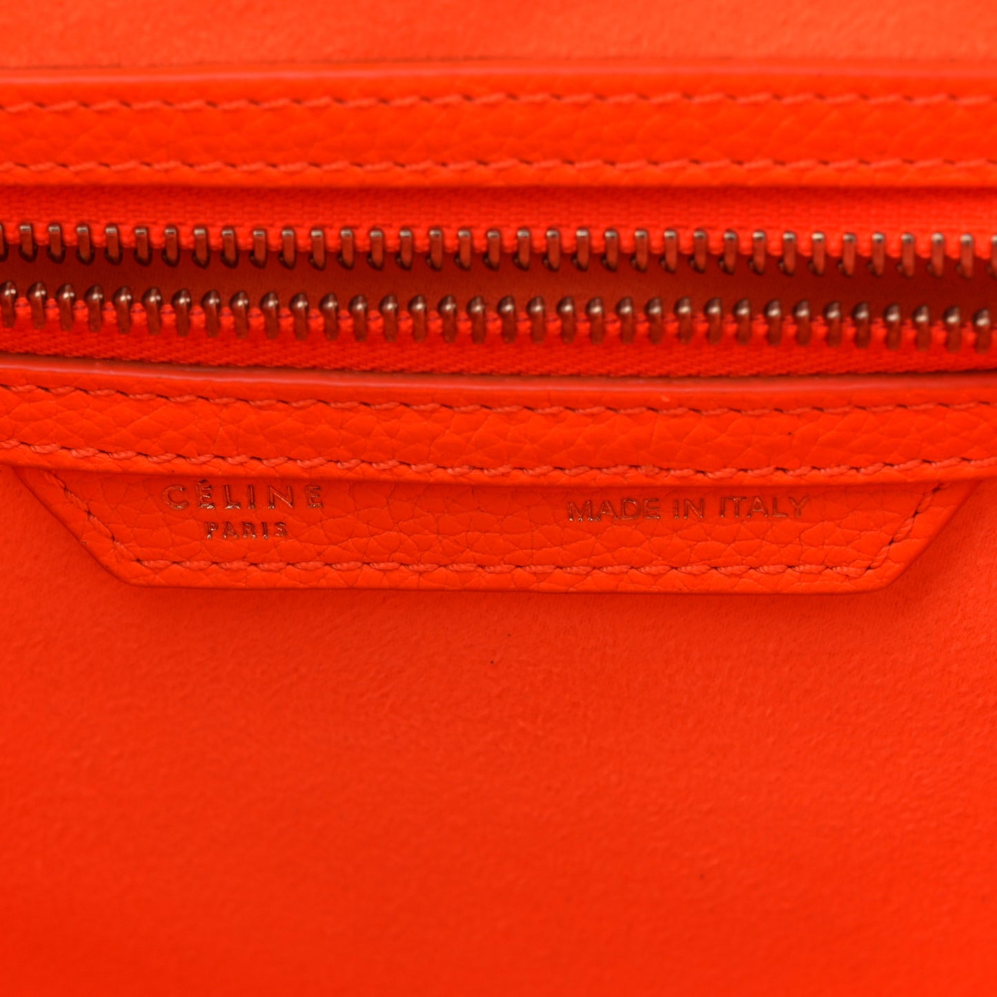 Drummed Calfskin Micro Luggage Fluo Orange