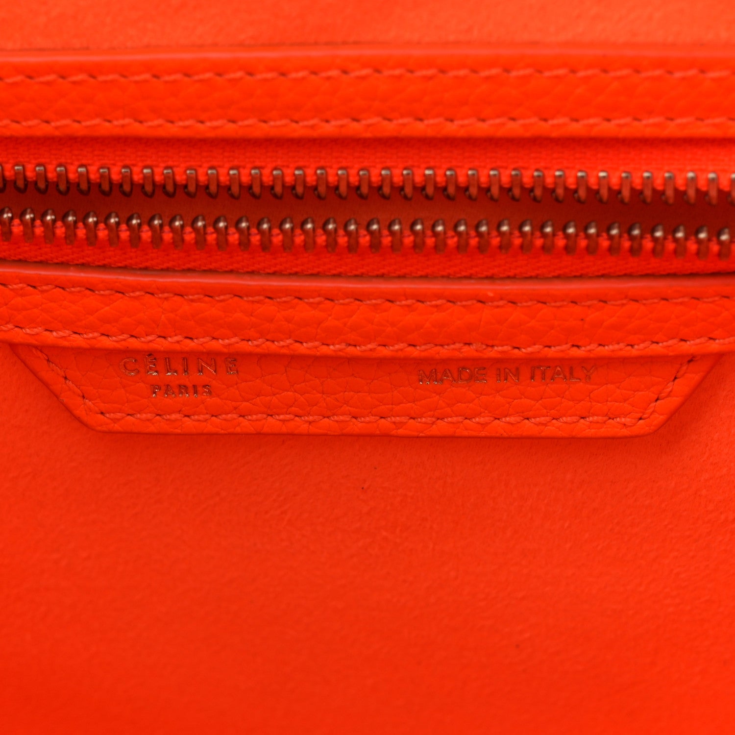 Celine Drummed Calfskin Micro Luggage Fluo Orange 6 of 13