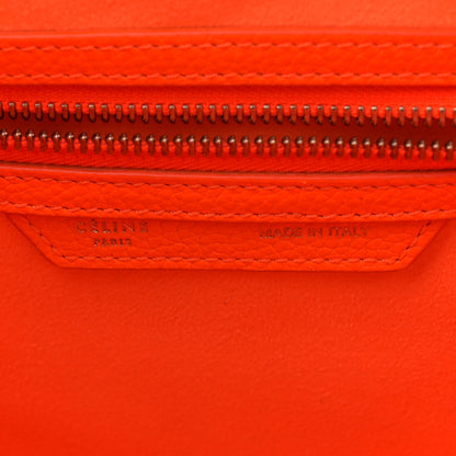 Celine Drummed Calfskin Micro Luggage Fluo Orange 6 of 13