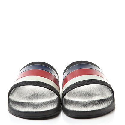 Gucci Rubber Web Mens Pool Slide Sandals 6 Black Mystic White Hibiscus Red Marine 2 of 8