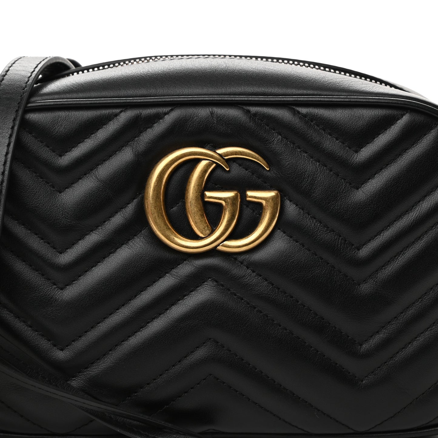 Calfskin Matelasse Small GG Marmont Chain Shoulder Bag Black