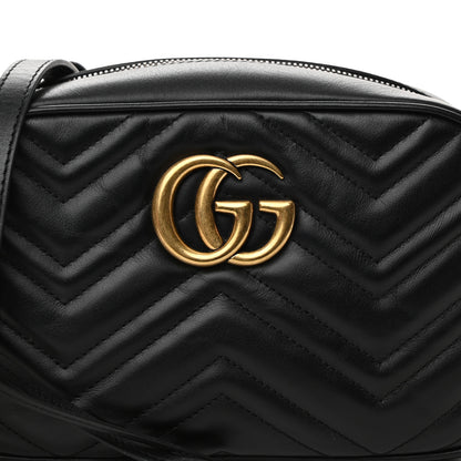 Gucci Calfskin Matelasse Small GG Marmont Chain Shoulder Bag Black 8 of 9