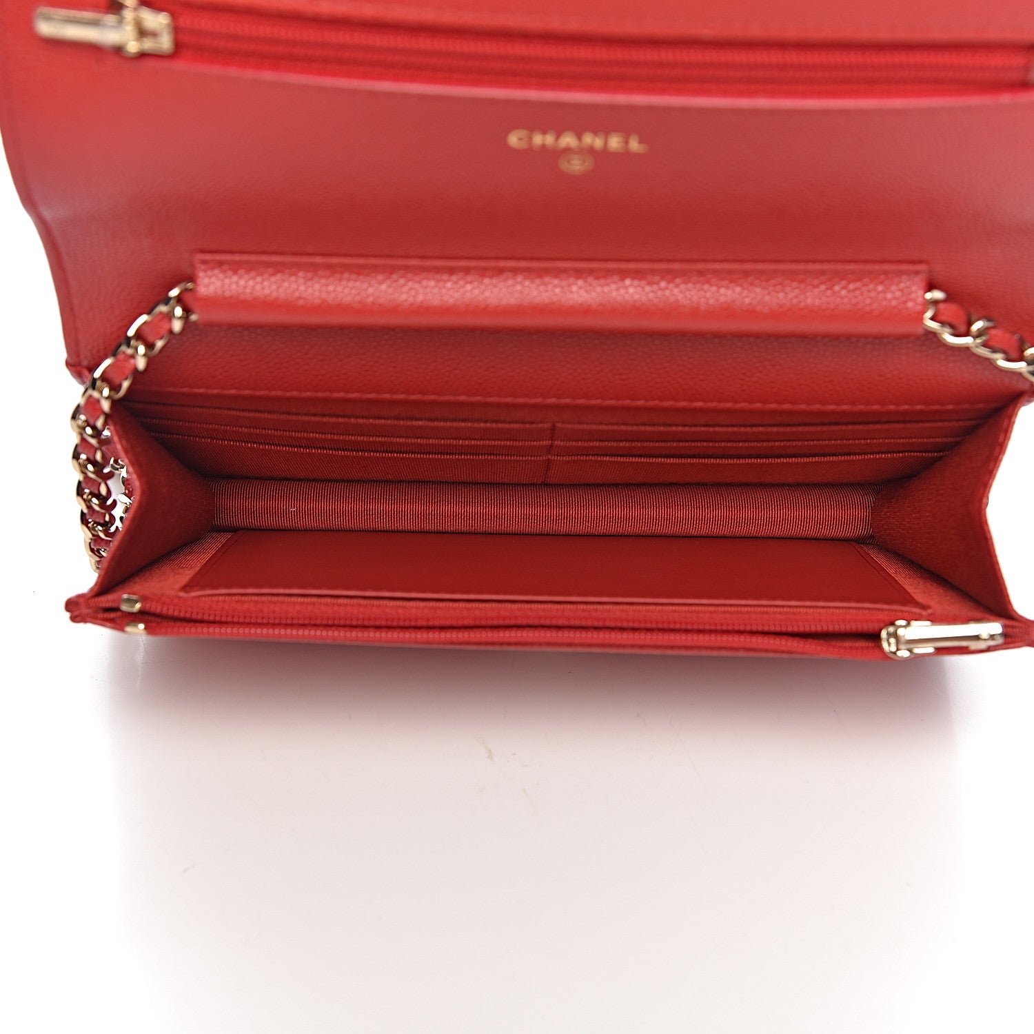Chanel Caviar Quilted Wallet on Chain WOC Red 5 of 12