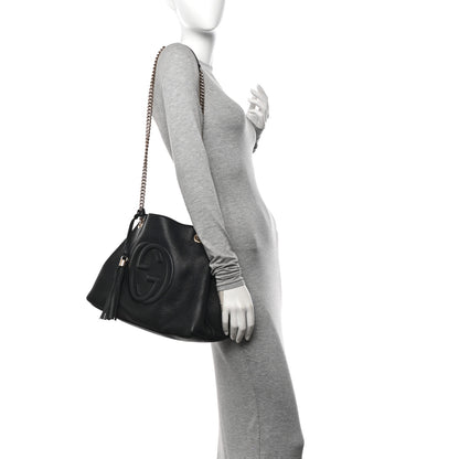 Gucci Pebbled Calfskin Medium Soho Chain Shoulder Bag Black 2 of 12