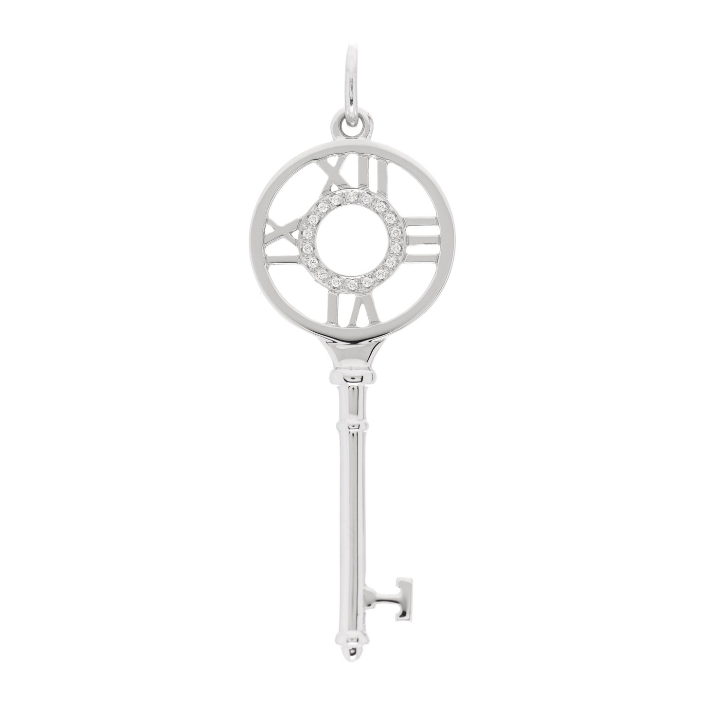 18K White Gold Diamond Atlas Key Pendant