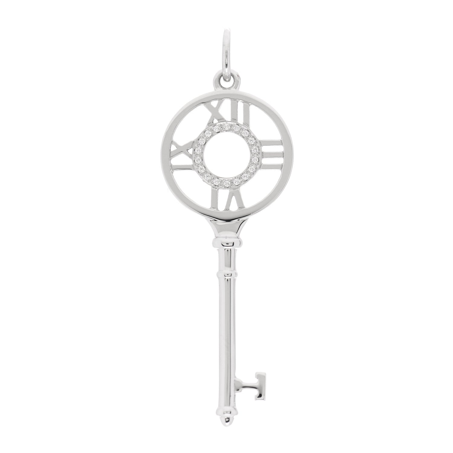 Tiffany 18K White Gold Diamond Atlas Key Pendant 1 of 4