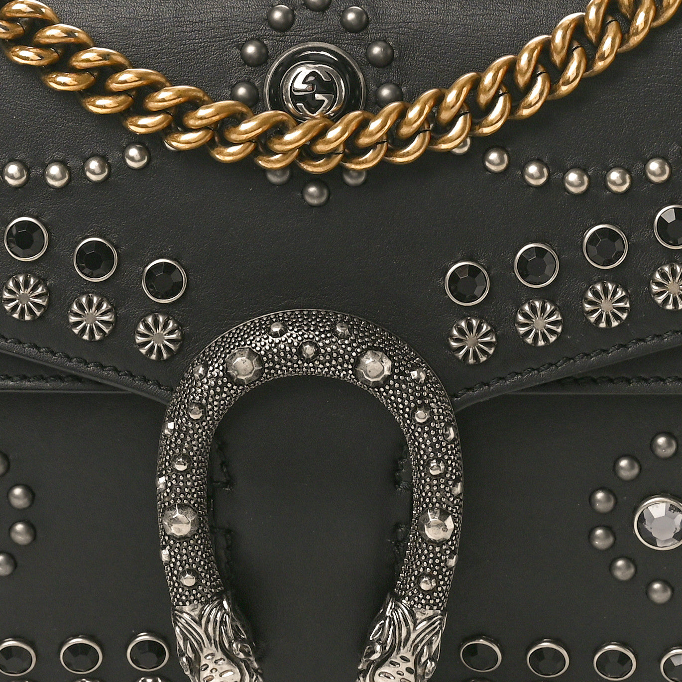 Gucci Calfskin Studded Small Dionysus Shoulder Bag Black 8 of 10