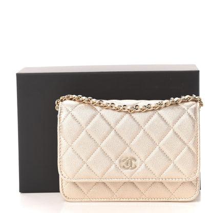 Chanel Metallic Lambskin Quilted Mini Wallet On Chain WOC Gold 11 of 11