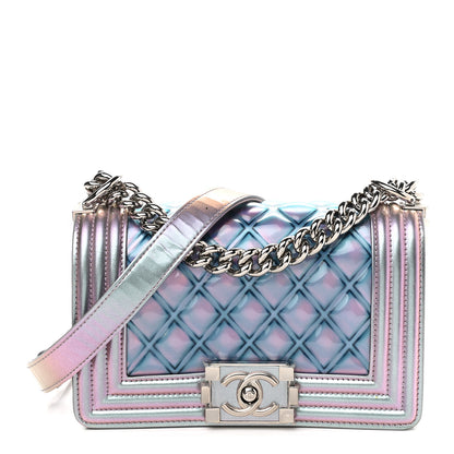 Chanel Iridescent Patent Calfskin PVC Quilted Small Boy Flap Light Purple 1 of 11