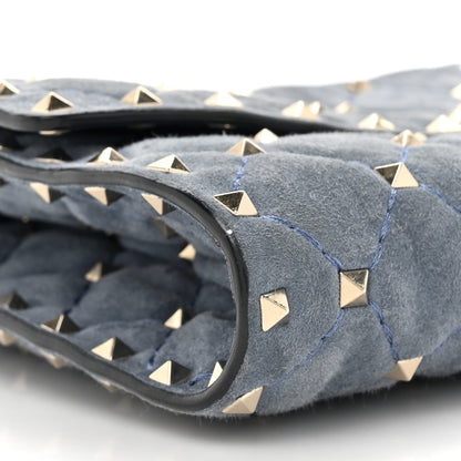 Valentino Garavani Suede Rockstud Spike Wallet on Chain Bright Blue 9 of 12