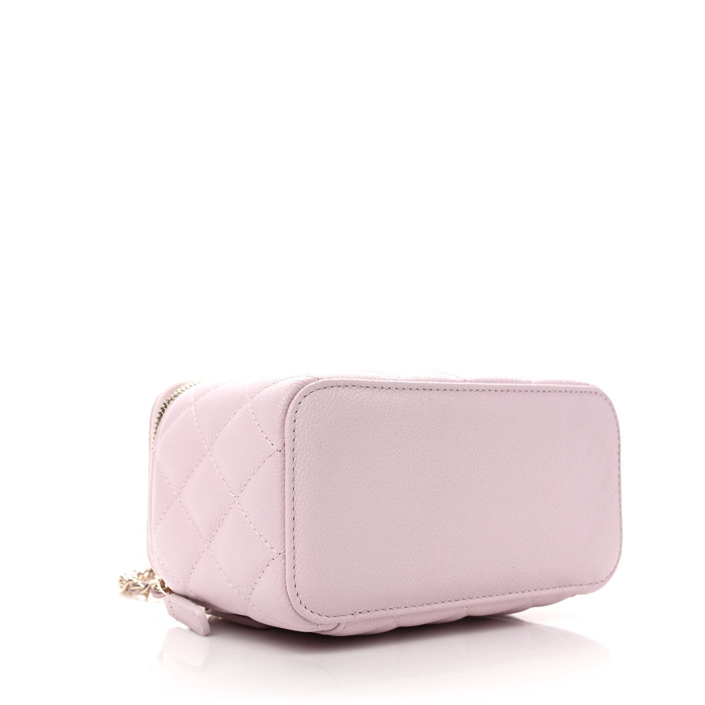 Caviar Quilted Small Vanity Case With Chain Pink