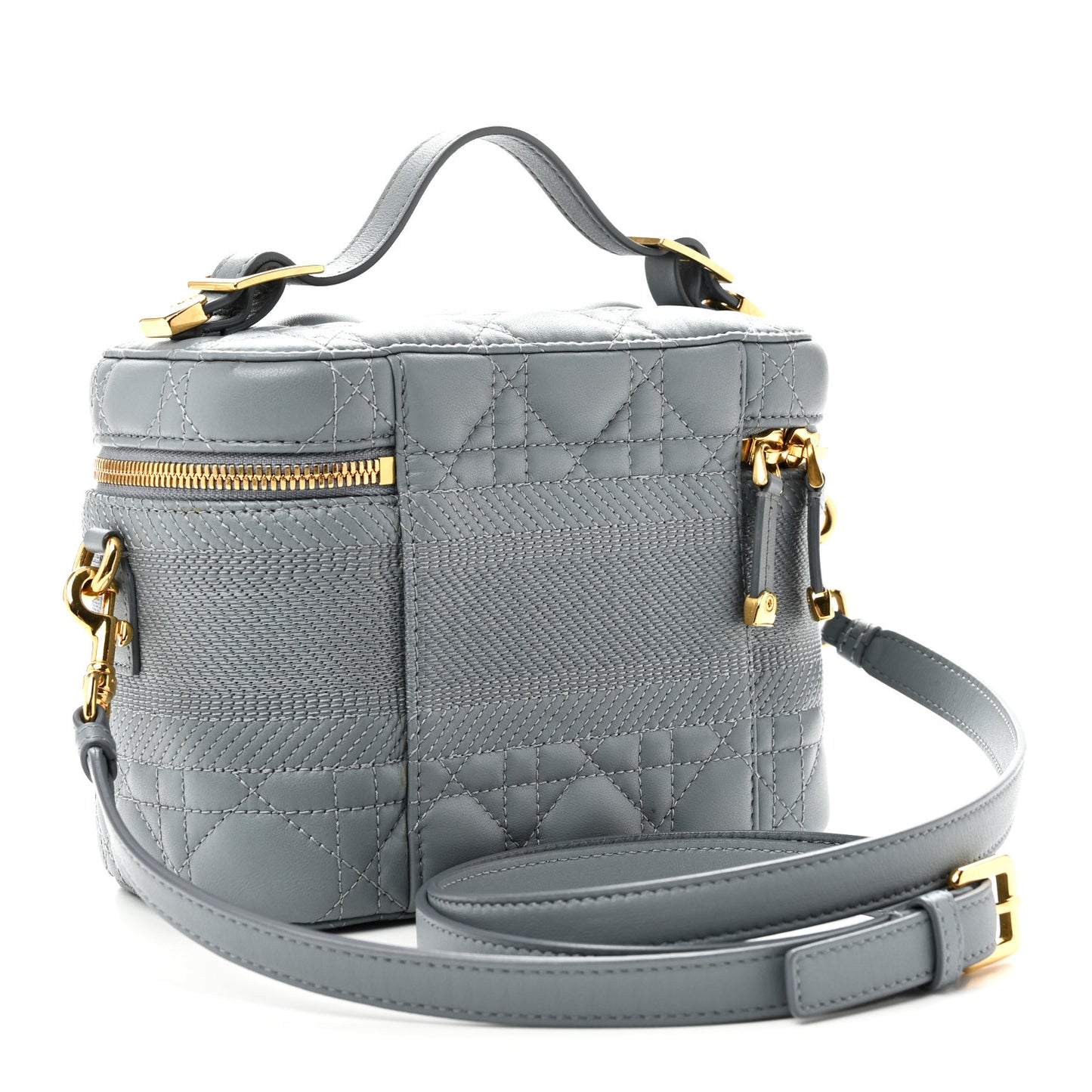 Lambskin Cannage Small Diortravel Vanity Case Cloud Blue