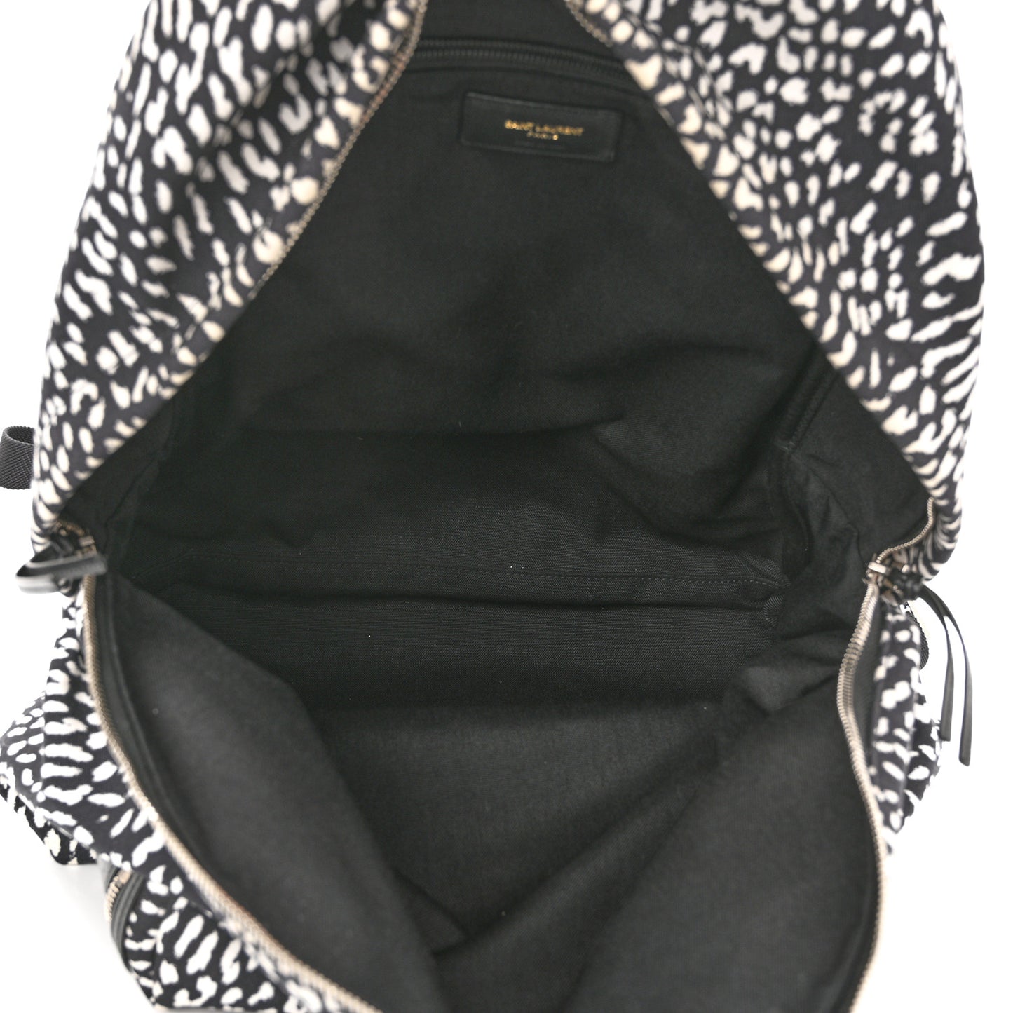 Canvas Leopard Print City Backpack Black White