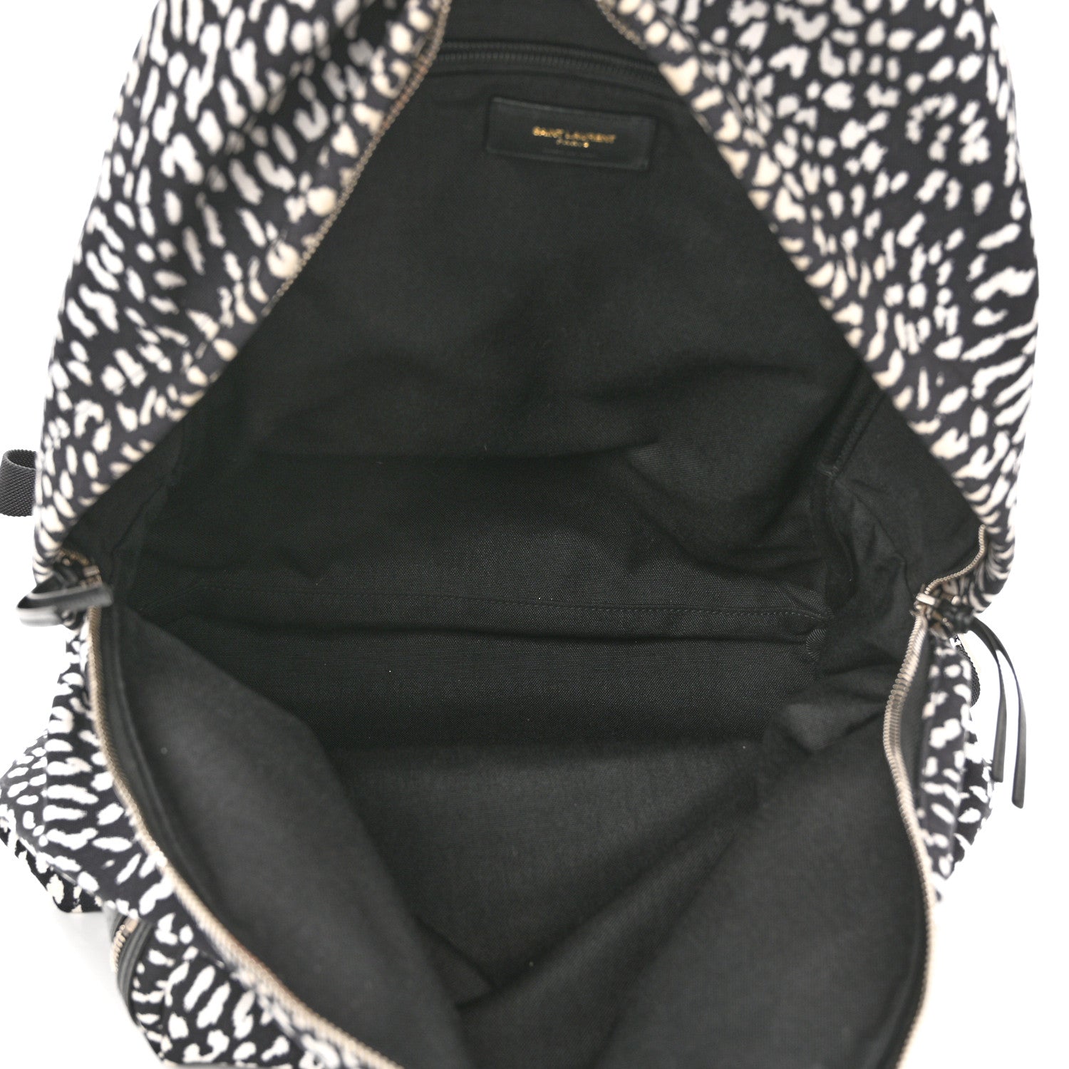 Saint Laurent Canvas Leopard Print City Backpack Black White 5 of 10
