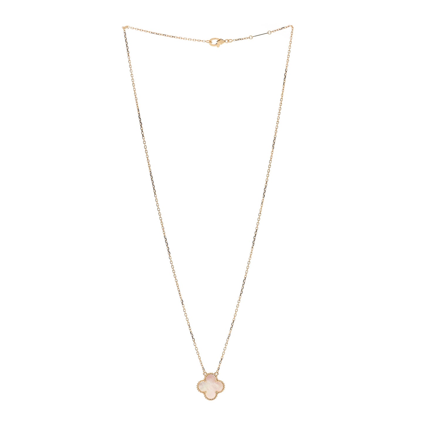 18K Yellow Gold Mother of Pearl Vintage Alhambra Pendant Necklace