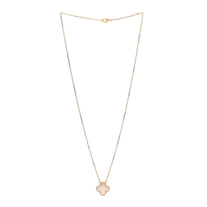 Van Cleef & Arpels 18K Yellow Gold Mother of Pearl Vintage Alhambra Pendant Necklace 3 of 6