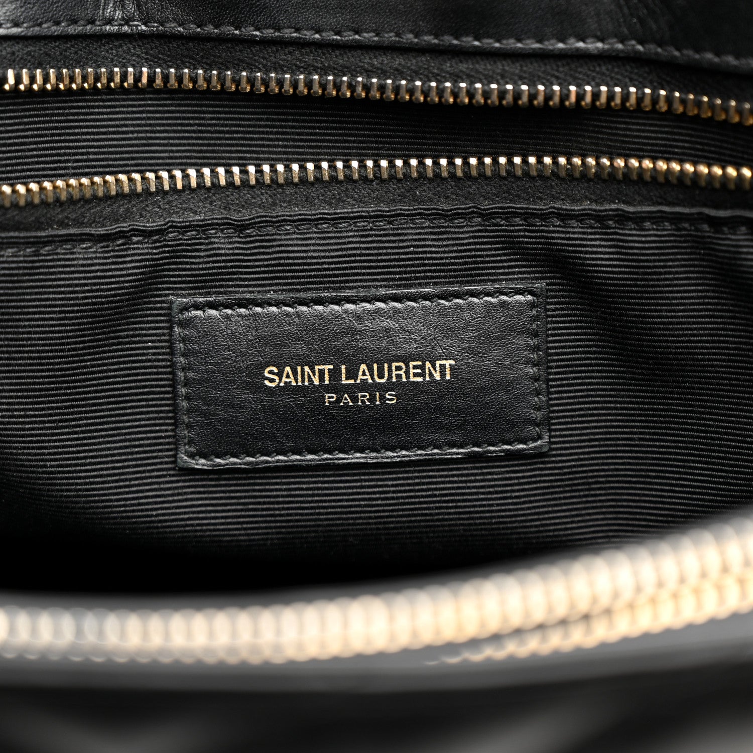 Saint Laurent Smooth Calfskin Matelasse Chevron Monogram Shopping Bag Black 9 of 14