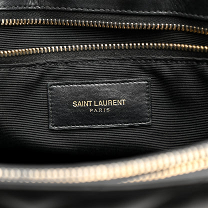 Saint Laurent Smooth Calfskin Matelasse Chevron Monogram Shopping Bag Black 9 of 14