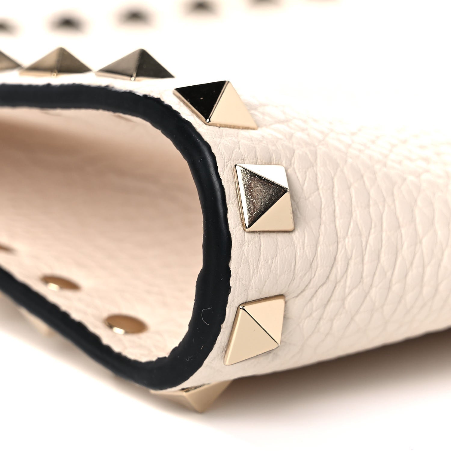 Valentino Garavani Pebbled Calfskin Rockstud Zip Pouch Ivory 7 of 12