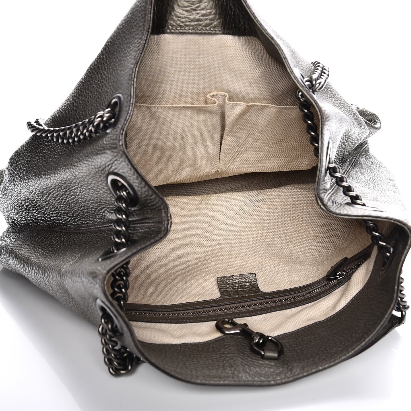 Metallic Pebbled Calfskin Medium Soho Chain Shoulder Bag Sasso